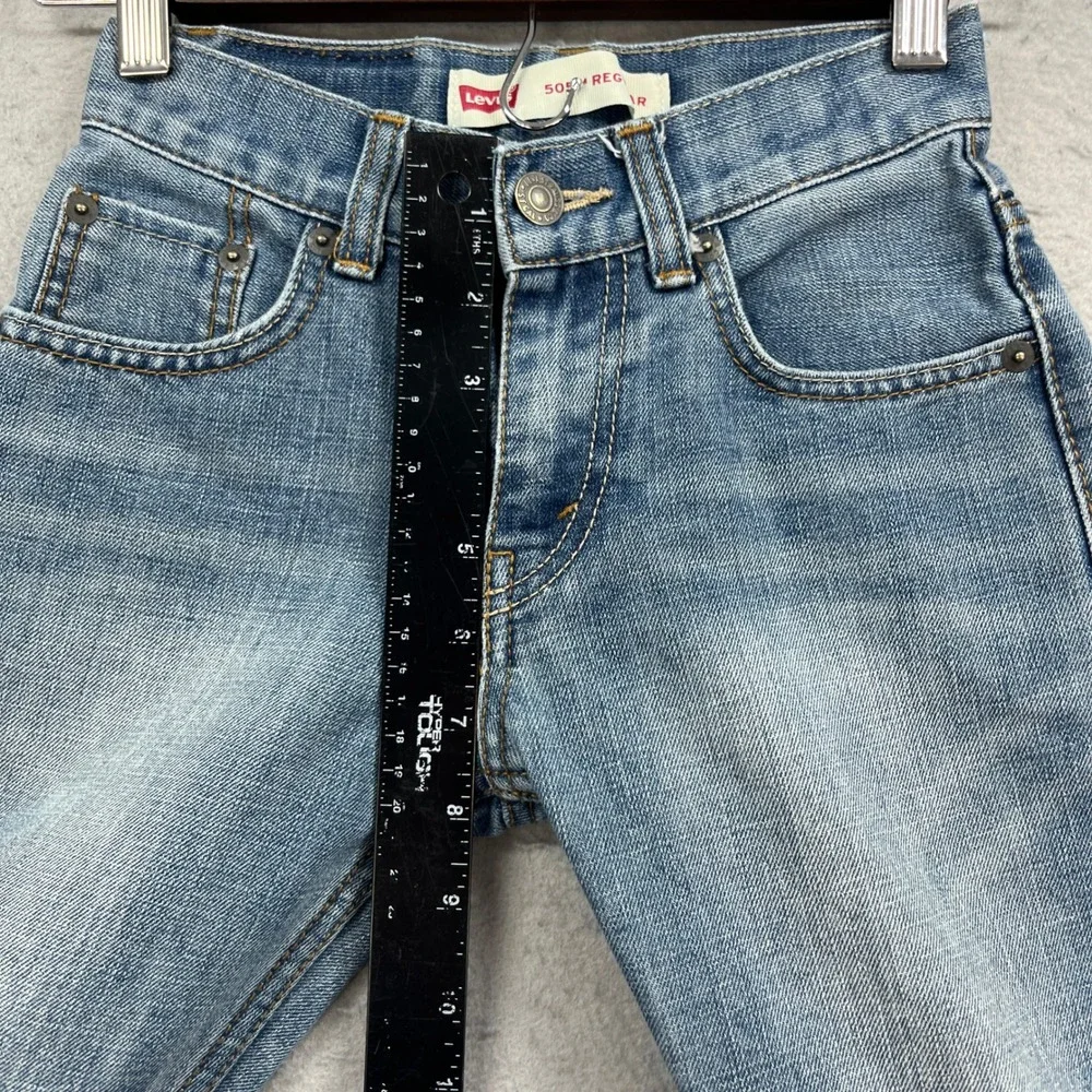 Levis Jeans Boys 8 Slim 505 Regular Light Blue Denim Pants Adjustable Waist Kids